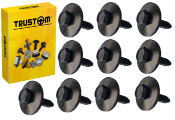 10x ŚRUBA M6 x 25 WKRĘT MONTAŻOWY SPINKA OSŁON NADKOLE ZDERZAK PŁYTA CZARNY