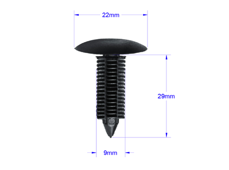 10x SPINKA TAPICERKI OSŁON NADKOLI UNIWERSALNA 9mm