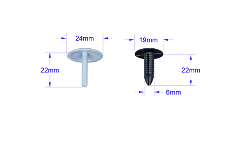 10x SPINKA KOŁEK 6mm TAPICERKI PODSUFITKI POPIELAT